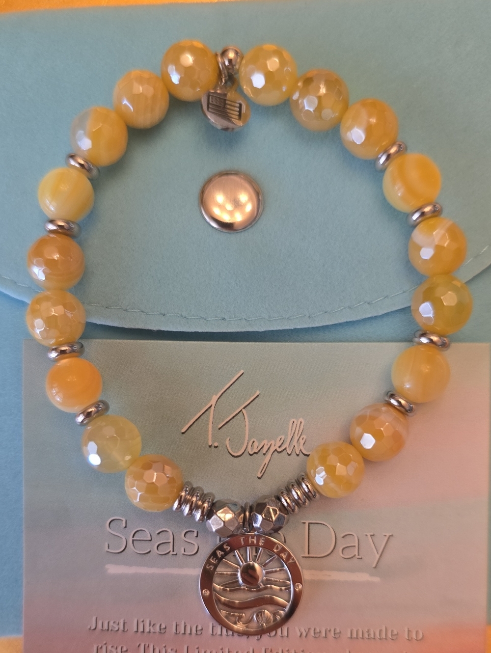 T Jazelle Yellow Agate Seas the Day 925 Silver Charm Limited Edition - Picture 3 of 4